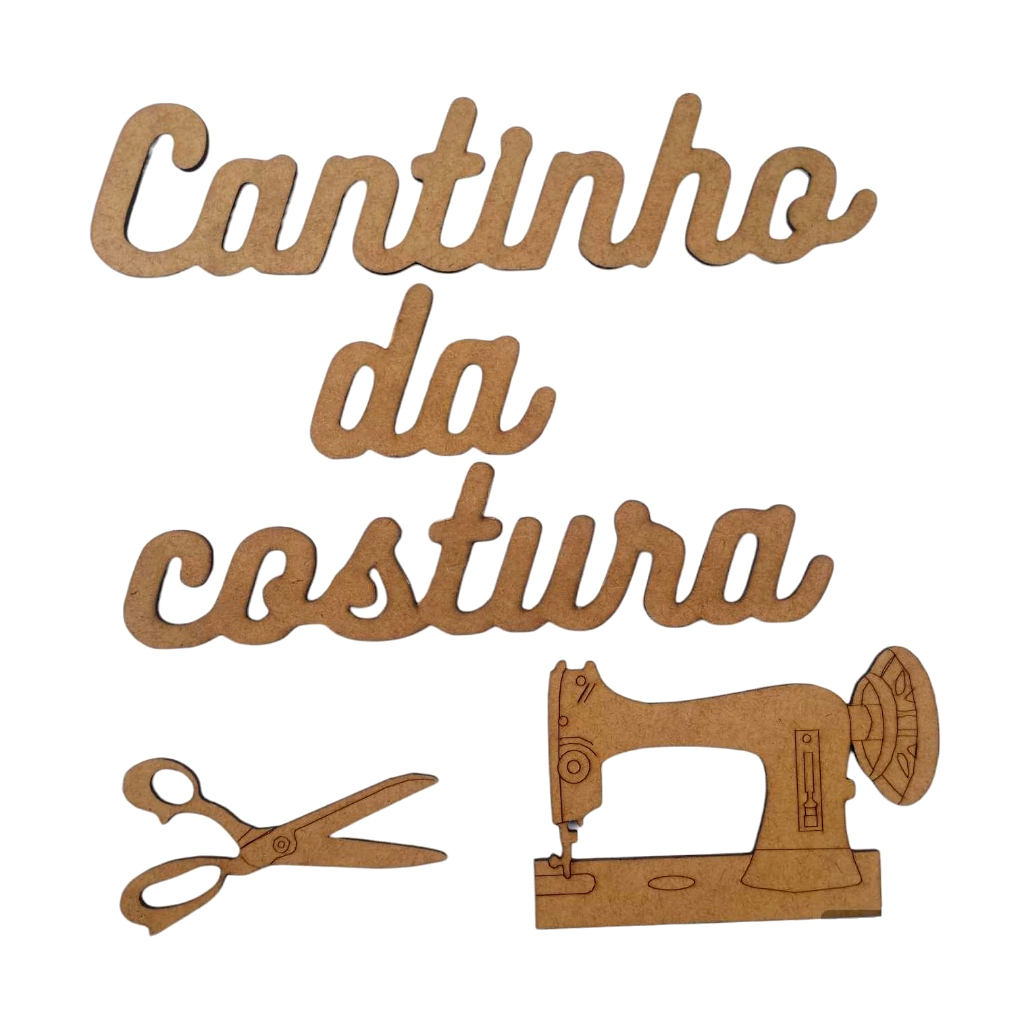 Aplique De Parede cantinho da costura Mdf cru gravado laser letreiro com tesoura e maquina