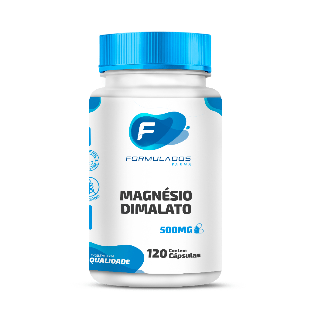 MAGNÉSIO DIMALATO 500mg 120 Cápsulas - Formulados Farma