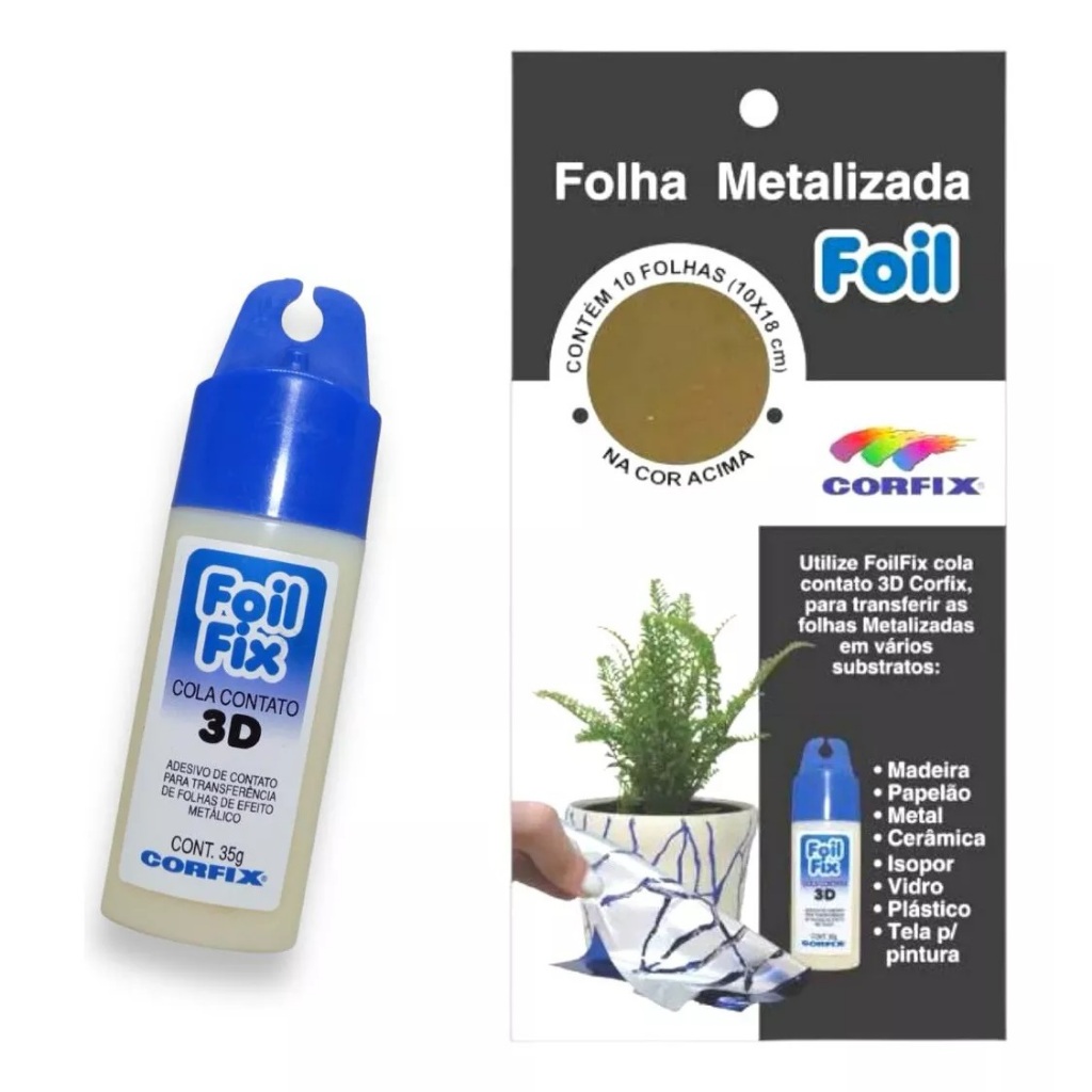 Folha Metalizada Foil Corfix Cola Contato Ouro Prata Restaurar Cores