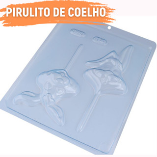 Forma Para Pirulito de Chocolate Cara de Coelho em Acetato PVC COD.:14 BWB em Oferta na Shopee