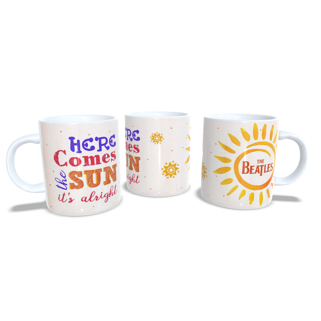 Caneca Cerâmica - Música - Café The Beatles Rock Inglês John Lennon Paul McCartney, George Harrison e Ringo Starr