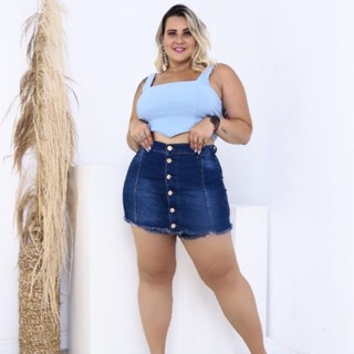 Short Saia Jeans Plus Size do 46 ao 54