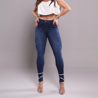 Calça Jeans Feminino Skinny Com Lycra, Cintura Alta, Empina Bumbum Com pinças Frontal, Revesst jeans