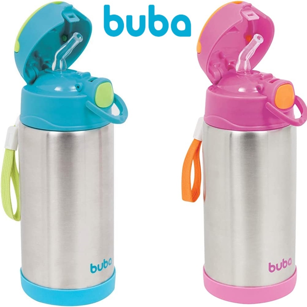 Garrafa Térmica Parede Dupla, Buba, Rosa, Azul, 400 ml em Oferta na Shopee