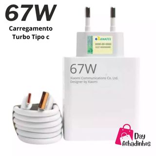 Carregador 67W com Cabo tipo-C 6A Branco myTurbo Chage