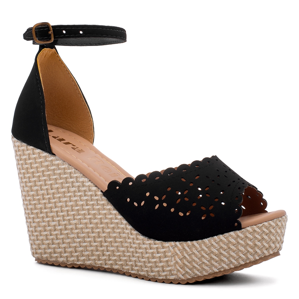 Sandália Anabela Salto Alto 10cm Blogueira Com Plataforma e Confortável