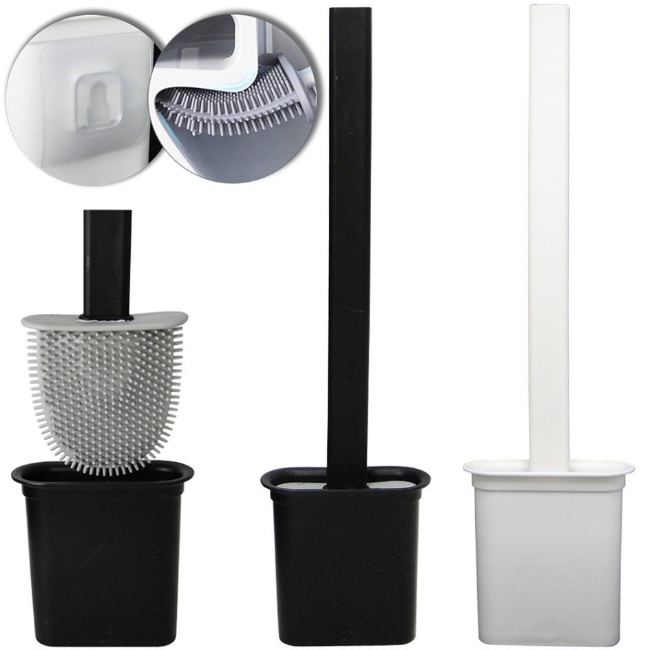 Escova Sanitária Silicone Para Limpar Privada Vaso Com Suporte