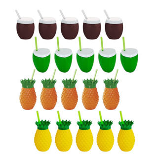 20 Copos Abacaxi Laranja E Amarelo E Coco Marrom E Verde Tropical  Para Festa E Decoração em Oferta na Shopee