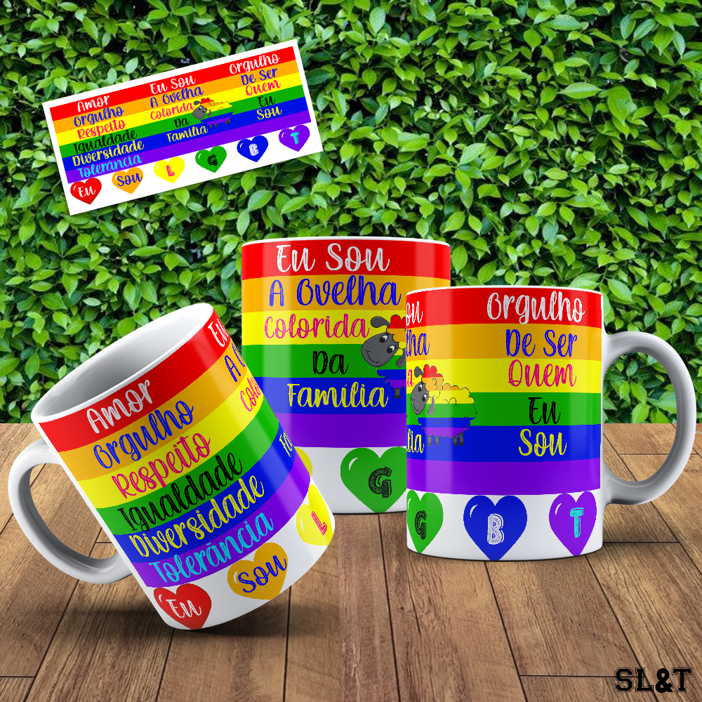 Caneca/Xicara LGBT Orgulho De Ser Quem Eu Sou/Ovelha Colorida Da Família. (Porcelana/Plástico)