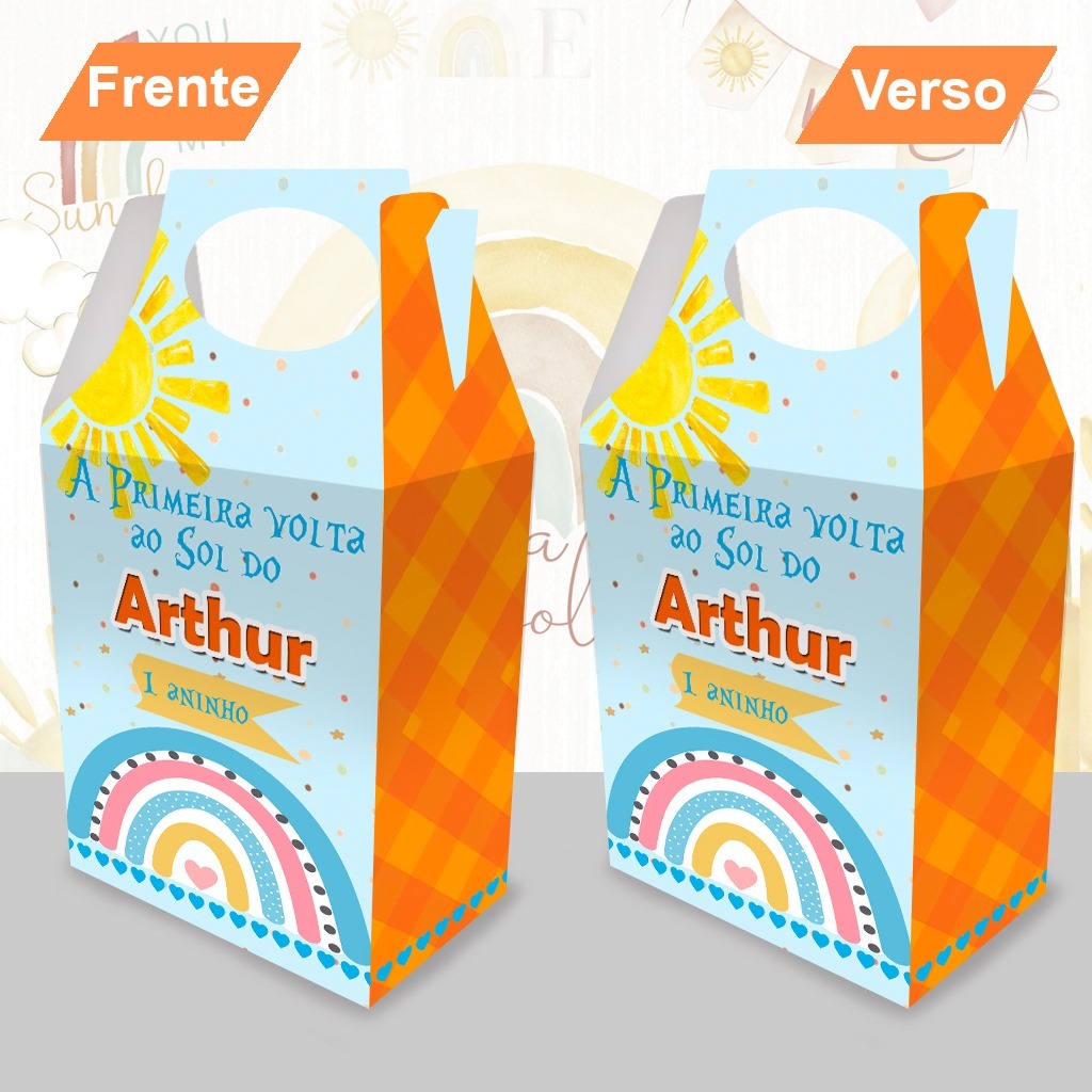 Caixinha Primeira Volta ao Sol caixinha milk cone sacolinha surpresa forminha topper lembrancinha aniversário personalizada