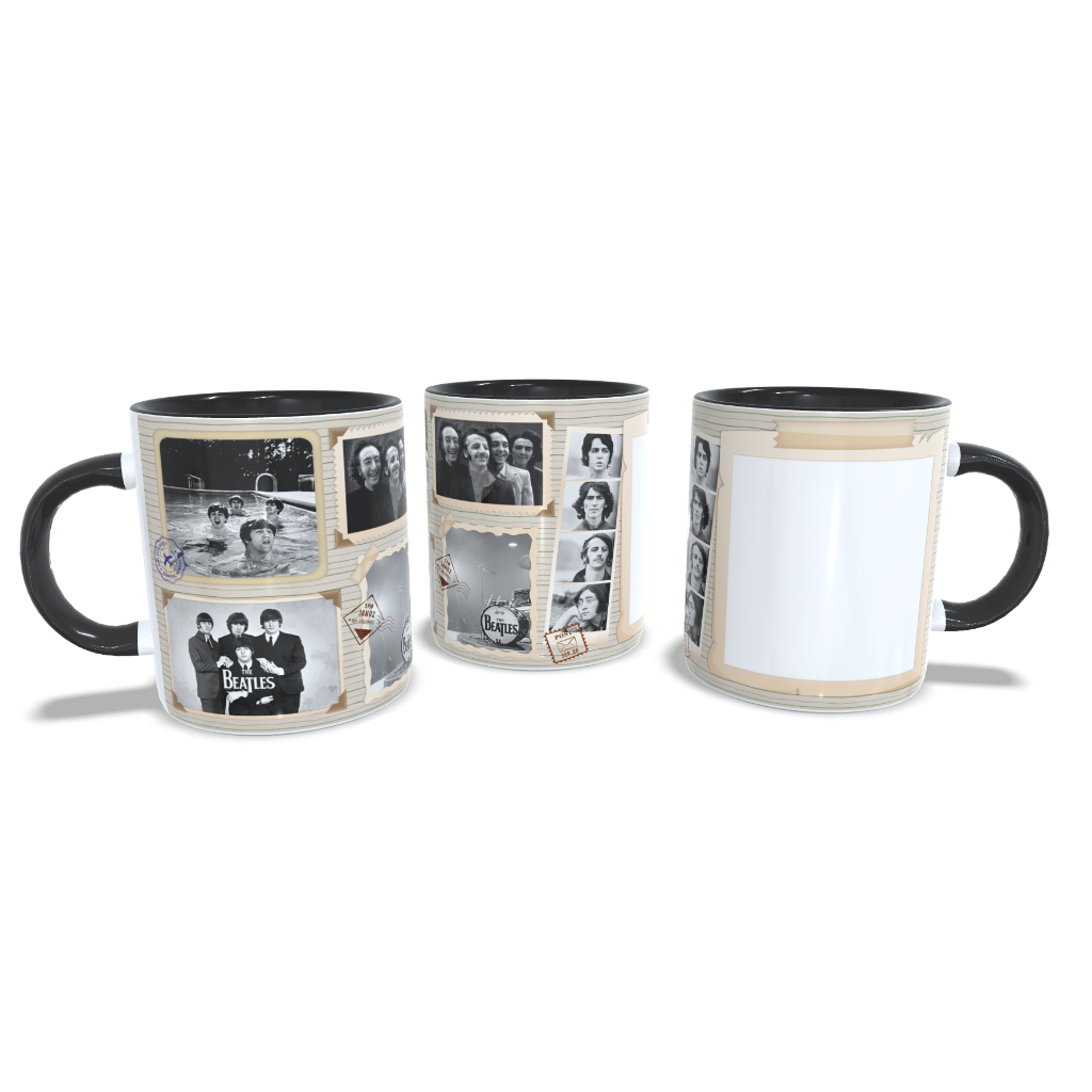 Caneca Cerâmica/Porcelana 325ml - Música - Café The Beatles com foto Rock Inglês John Lennon Paul McCartney, George Harrison e Ringo Starr
