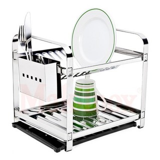 Escorredor 12 Pratos Em Aço Inox Com Porta Talheres Inox Com Bandeja Coletora Água Preto