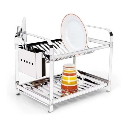 Escorredor 16 Pratos Em Aço Inox Com Porta Talheres Inox Mak Inox