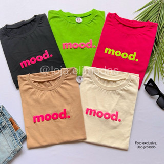 T-shirt blusa feminina MOOD alto relevo 100% algodão moda blogueira tendência casual estilosa manga curta