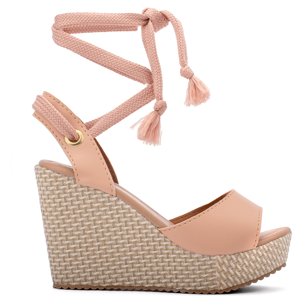 Sapato feminino Sandalia Feminina De Amarrar Salto Amarração  Moda Atual Confortável Casual PROMOÇÃO