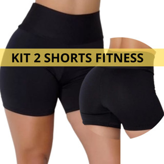Kit 2 Shorts Fitness Feminino Academia Meia Coxa