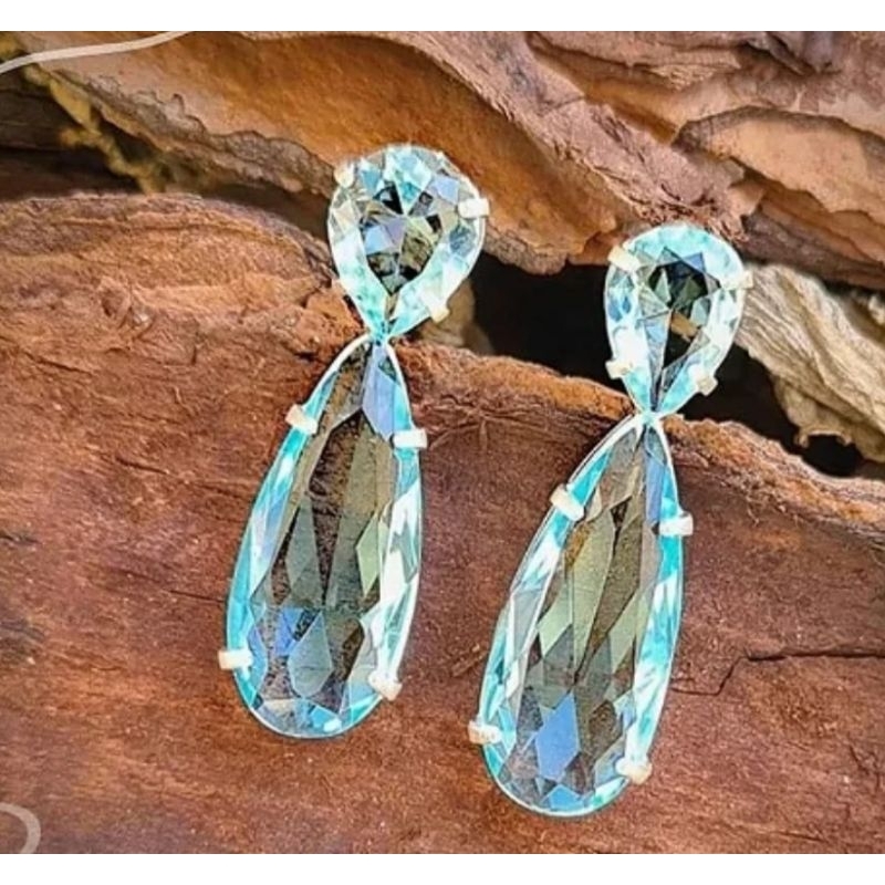 Brinco Festa Gotas de Zircônia Prata 925 em Oferta na Shopee