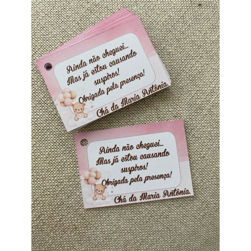Tags Para Lembrancinhas Personalizado Tema Baby Urso Rosa Lilás Princesa Chá de Bebê Nascimento Maternidade Etiqueta