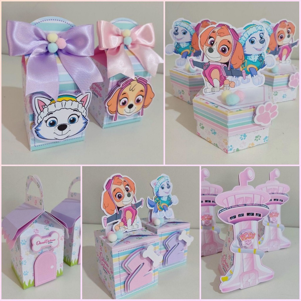 20 CAIXINHAS /PEGUE E MONTE/KIT FESTA/CAIXINHAS/LEMBRANCINHAS/PERSONALIZADOS:TEMA PATRULHA CANINA /SKYE E EVEREST em Oferta na Shopee