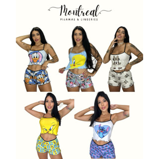 Short Doll Cropped Ondinha Baby Feminino Pijama Roupa De Dormir Virgínia Personagens Promoção