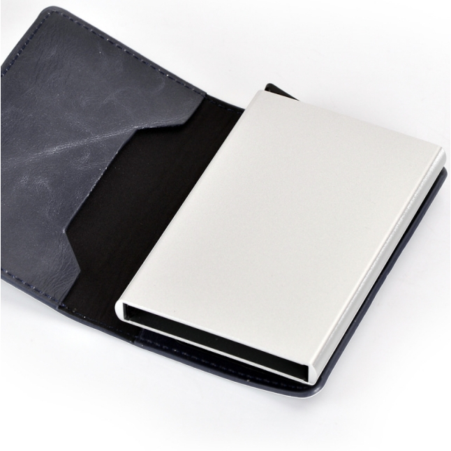 Carteiras Fibra De Carbono Porta-Cartões Masculina Marca Preta Mágica Tripla De Couro