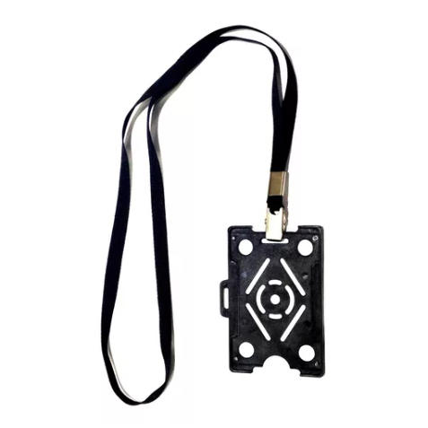 Kit Com 2 Cordão Porta Crachá Com Presilha Suporte De Cartão Preto