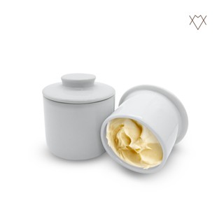 Manteigueira Francesa Porcelana Branca Premium