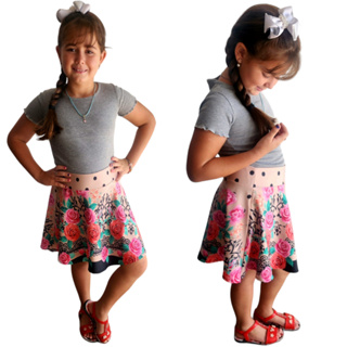 kit 2 Saias Manuelly Infantil Moda Evangélica Cristã Rodada Godê em Oferta na Shopee
