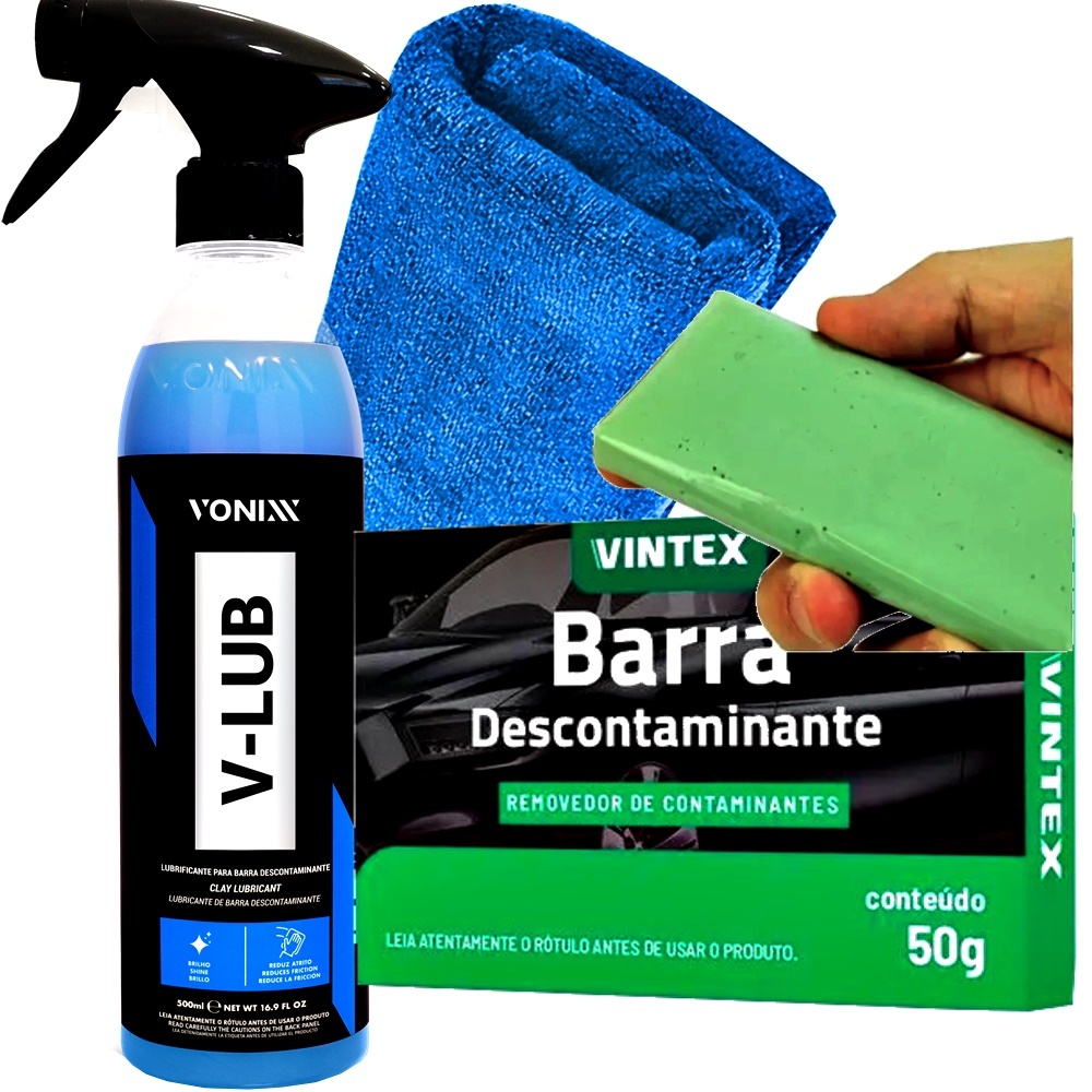 Massa Clay Bar V-BAR Vonixx 50g V-lub Lubrificante + Toalha