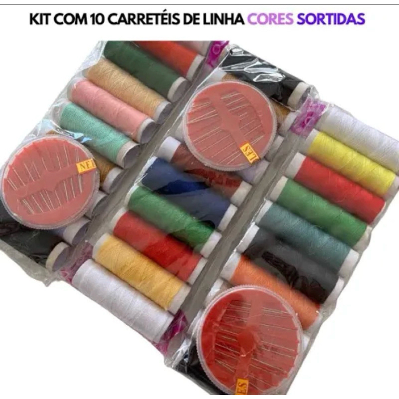 Imagem kit 3 pacotes de linhas coloridas costura , corte, ateliê ,máquina de costura , trabalhos manuais , artesanato