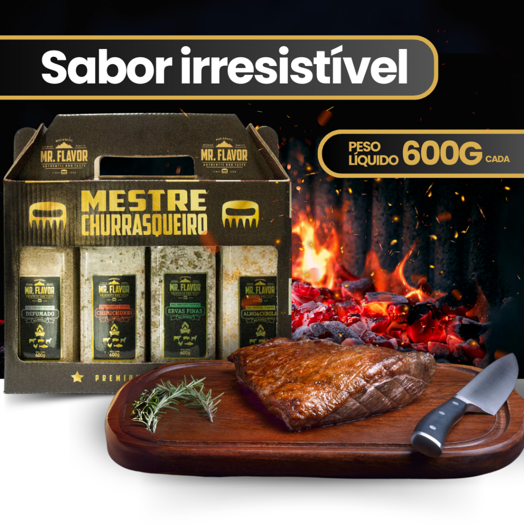 Kit Sal Para Churrasco Grosso Temperado Maleta Com 4 Unidades Ótimo Presente