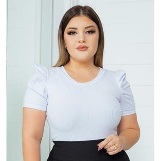 Blusa Blusinha Feminina Malha Canelada Manga curta Princesa Bufante Barato Promoção
