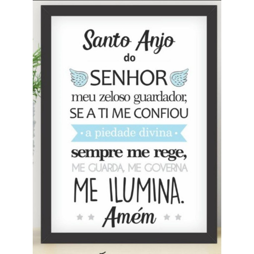 Quadro Decorativo Oração Santo Anjo Do Senhor 1 peça Painel Decoração Quarto Infantil - Sem Moldura em Oferta na Shopee