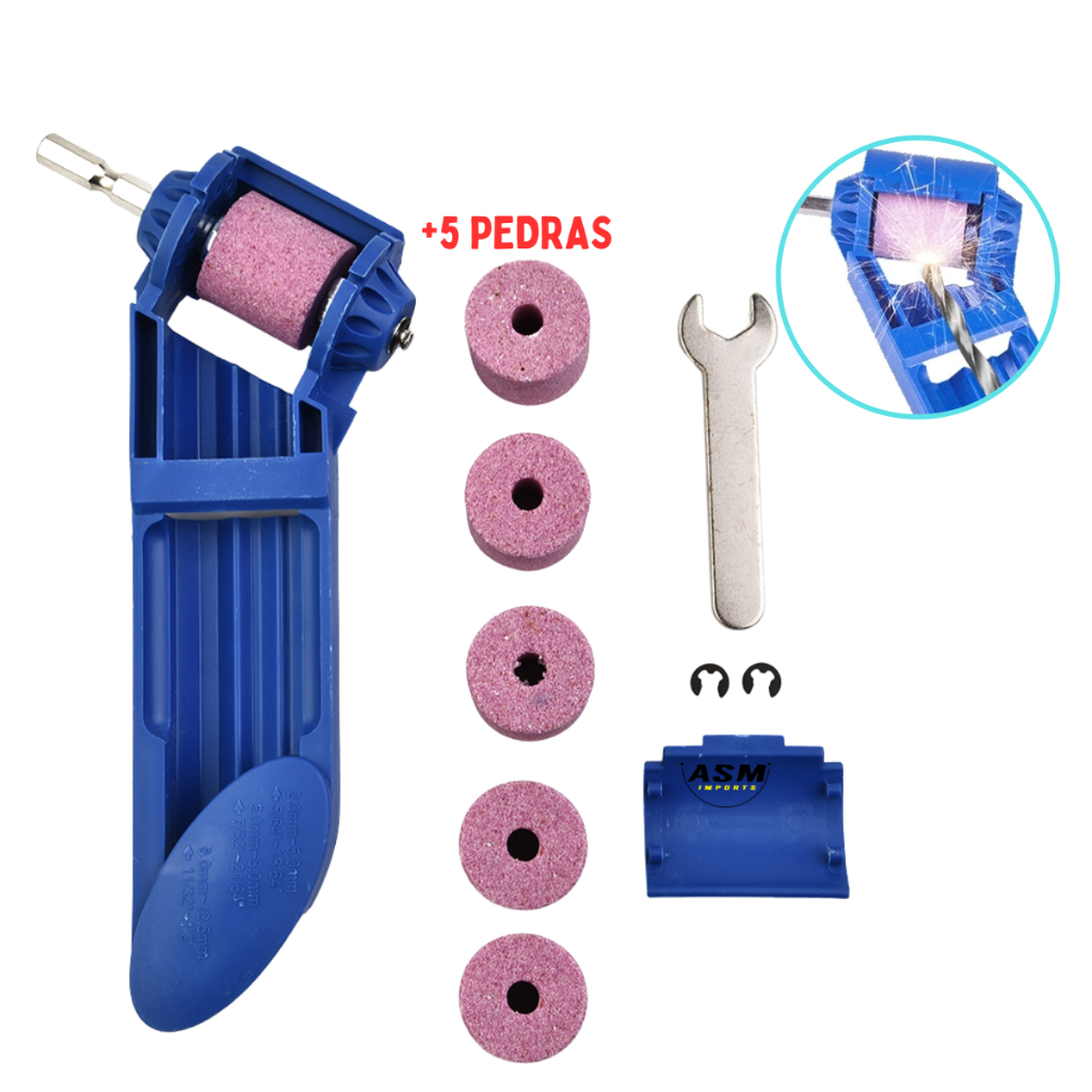 Kit Afiador de Broca 2mm A 12,5mm + 5 Lixa pedra de amolar Broca