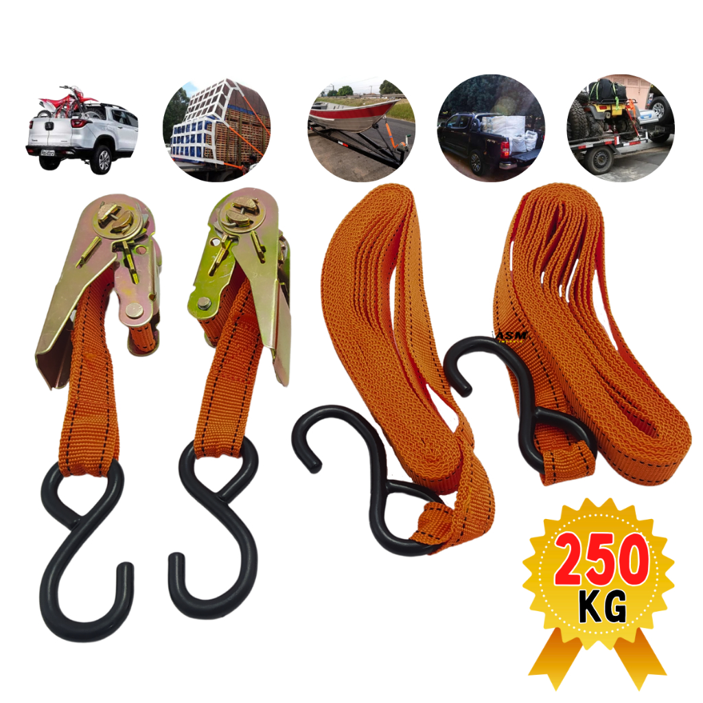 Cinta Com Catraca P Carga 250kg Kit com Duas unidades capacidade total do conjunto 500kg feito para carga pesada