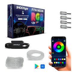 Fita Led Rgb Barata 5 Metros Bt P/ Aplicativo 4 Canhões Boa 12V