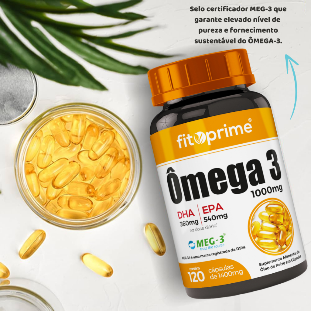 Ômega 3 Certificado MEG-3 - 1000mg de Óleo de Peixe Rico em EPA e DHA