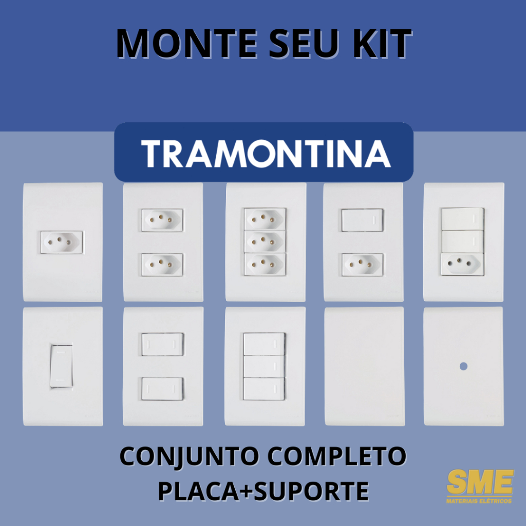 Conjuntos Tomadas e Interruptores Tramontina Liz Branco em Oferta na Shopee