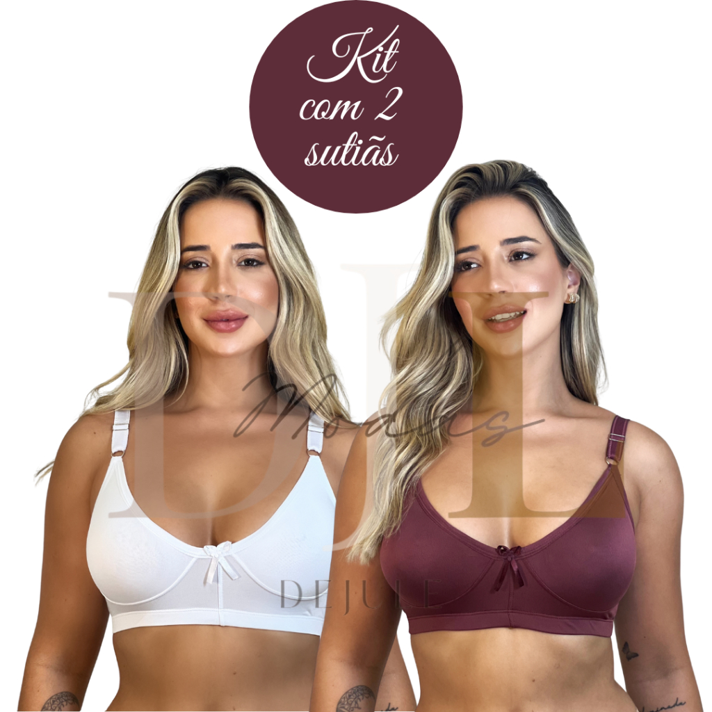 Kit 2 REFORÇADO Sutiãs Sustentação Sem Bojo Alça Larga Soutien Reforçado Microfibra Sutian Varejo