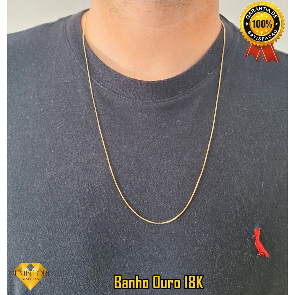 Corrente Masculina Cordão Masculino Veneziana Banhado Ouro 18K Com Garantia