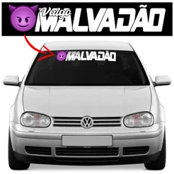 Adesivo Vulgo Malvadão Parabrisa Vidro Dianteiro Carro Faixa Testeira Emoji Malvado Mal
