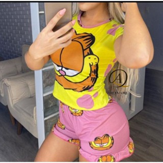 Pijamas feminino blusinha com shorts baby Doll luxo verão