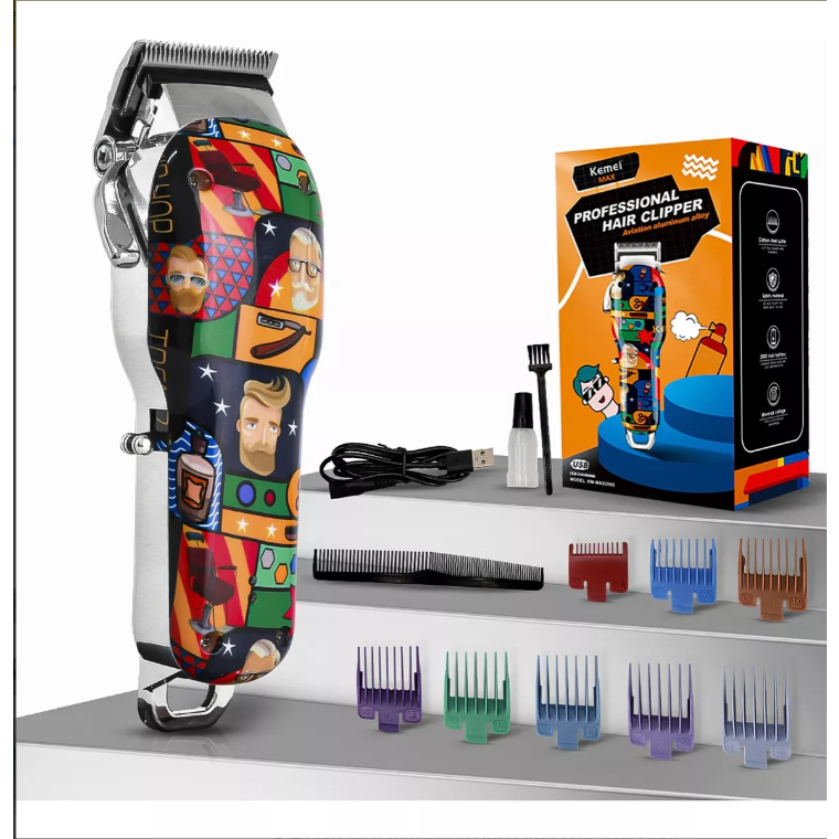 Maquina Cortar Cabelo Kemei Profissional Grafites Max-2092 Cor Estampada 110V/220V