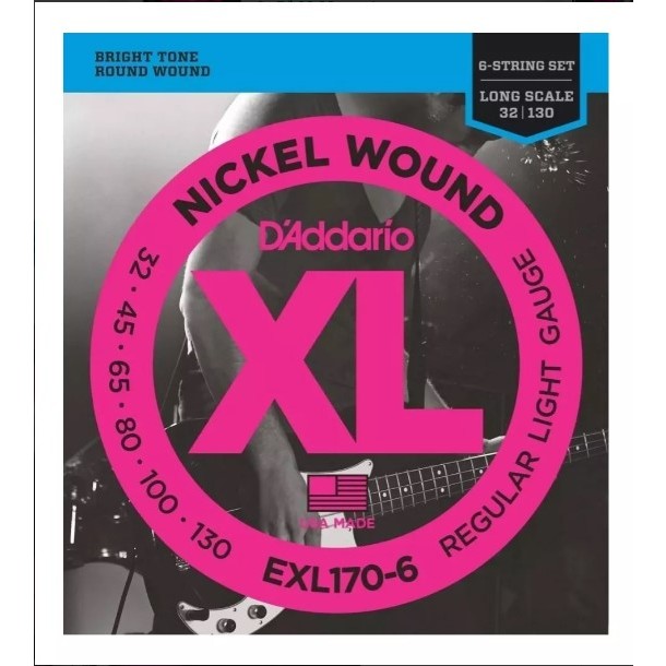 Encordoamento D'addario EXL170-6 Contra Baixo 6 Cordas 32-130