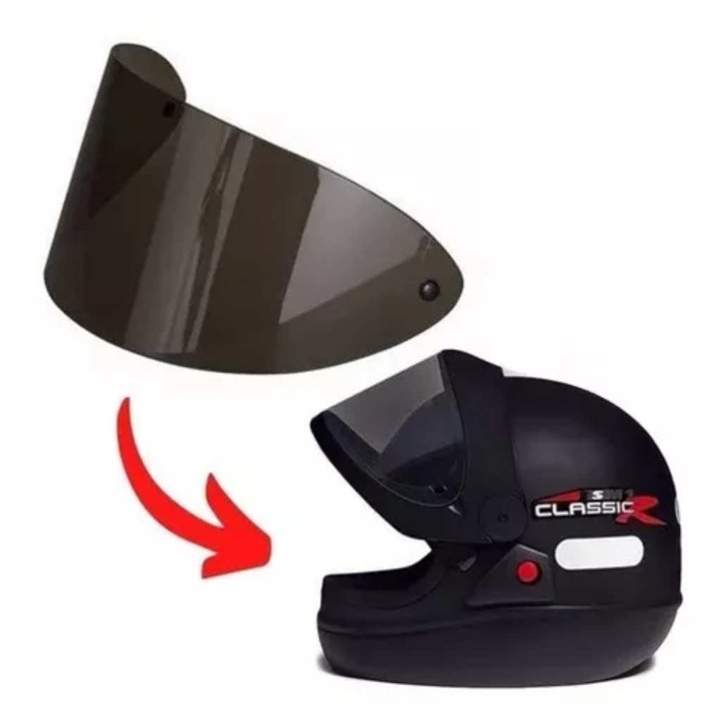 Viseira Capacete Moto Taurus-san Marino Anti Risco Fume 0.8m (1010F) Polivisor