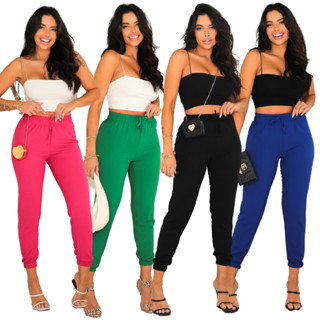 Calça moletinho Jogger feminino estiloso confortavel frio