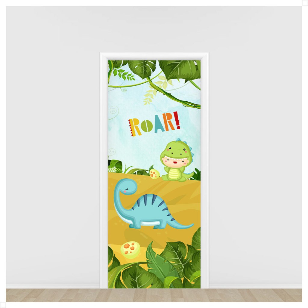 Painel Retangular Festa Dinossauro Baby Porta Decorativo Tecido 0,85x2,10m - ANV-2937