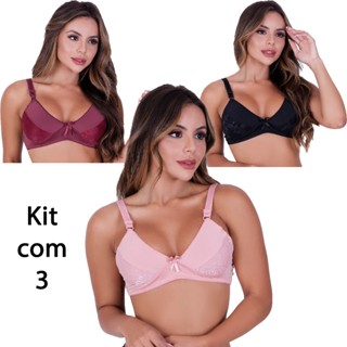 Sutiã De Sustentação Reforçado Sem Bojo Alça Larga Com Renda Sem Aro Sutien, Soutien Lingerie Feminina Confortável Dia a Dia
