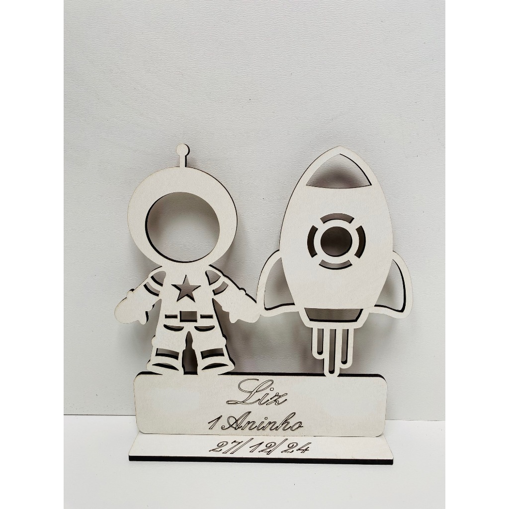 Kit 20 Centro De Mesa Lembrança Astronauta Foguete Mdf Branc