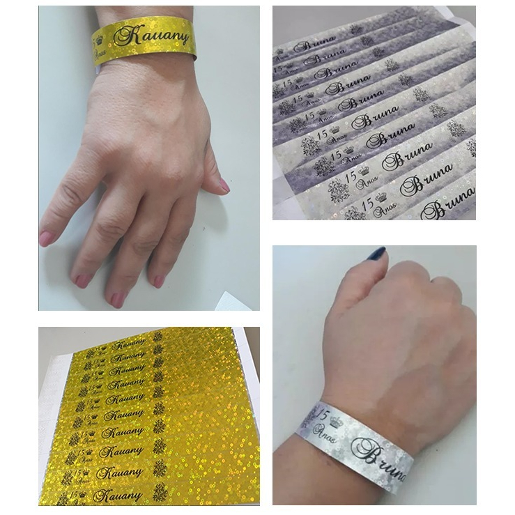 Kit 200 Pulseiras Holográficas De Identificação P/ Festas E Eventos 15 anos Casamento Balada